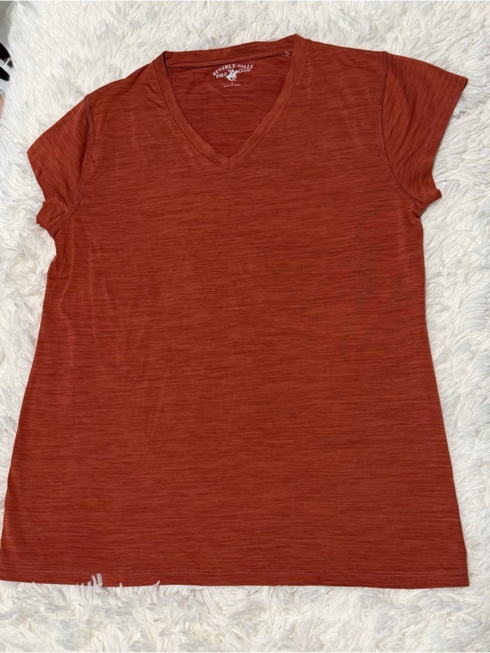 Beverly Hills Polo Club Women’s Rust Short Sleeve V-Neck Tee